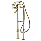 Kingston Three-Handle 2-Hole Freestanding Clawfoot Tub Faucet Package with Supply Line and Stop Valve