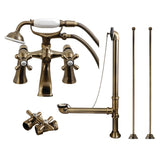 Vintage Two-Handle 2-Hole Deck Mount Clawfoot Tub Faucet Package with Hand Shower