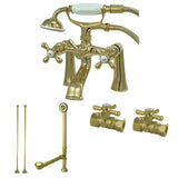 Vintage Two-Handle 2-Hole Deck Mount Clawfoot Tub Faucet Package with Hand Shower