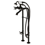 Kingston Three-Handle 2-Hole Freestanding Tub Faucet with Supply Line and Stop Valve