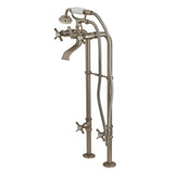 Kingston Three-Handle 2-Hole Freestanding Tub Faucet with Supply Line and Stop Valve