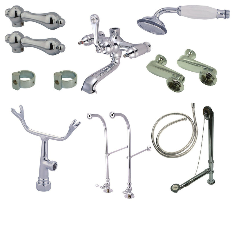 Vintage Two-Handle 2-Hole Freestanding Clawfoot Tub Faucet Package with Supply Line