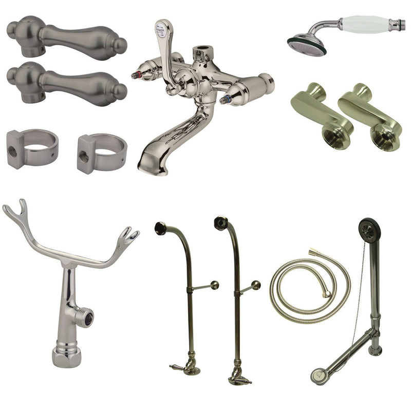 Vintage Two-Handle 2-Hole Freestanding Clawfoot Tub Faucet Package with Supply Line