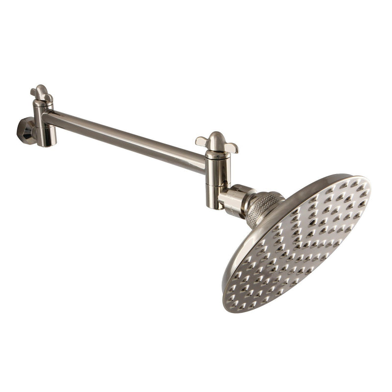 Victorian 5-1/4-Inch Round Raindrop Brass Shower Head with 10-Inch High-Low Adjustable Shower Arm