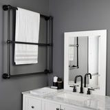 Palatine 30-Inch x 32-Inch Brass Wall Mount 3-Tier Towel Rack