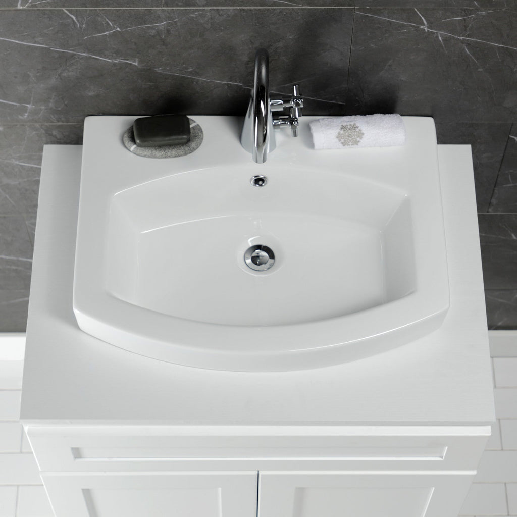 Inflection 24-Inch Ceramic Bathroom Sink (Single Hole)