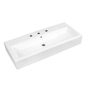 Anne 39-Inch Porcelain Rectangular Vessel Sink (8" Centers)