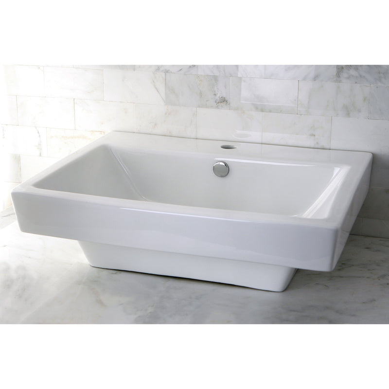 Plaza 24-Inch Ceramic Rectangular Semi-Recessed Vessel Sink