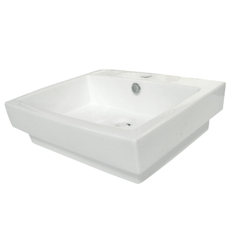 Plaza 24-Inch Ceramic Rectangular Semi-Recessed Vessel Sink