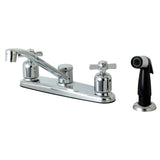 Millennium Two-Handle 4-Hole Deck Mount 8" Centerset Kitchen Faucet with Side Sprayer