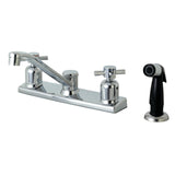 Concord Two-Handle 4-Hole Deck Mount 8" Centerset Kitchen Faucet with Side Sprayer