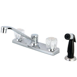 Columbia Two-Handle 4-Hole Deck Mount 8" Centerset Kitchen Faucet with Side Sprayer
