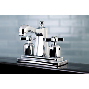 Millennium Two-Handle 3-Hole Deck Mount 4" Centerset Bathroom Faucet with Plastic Pop-Up