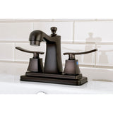 Queensbury Two-Handle 3-Hole Deck Mount 4" Centerset Bathroom Faucet with Plastic Pop-Up