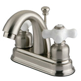 Restoration Double-Handle 3-Hole Deck Mount 4-Inch Centerset Bathroom Faucet with Pop-Up Drain