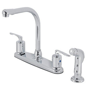 Serena Two-Handle 4-Hole 8" Centerset Kitchen Faucet with Plastic Side Sprayer