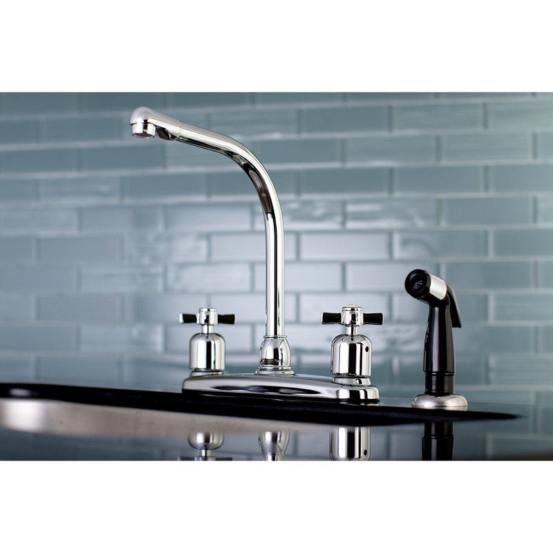 Millennium Two-Handle 4-Hole 8" Centerset Kitchen Faucet with Side Sprayer