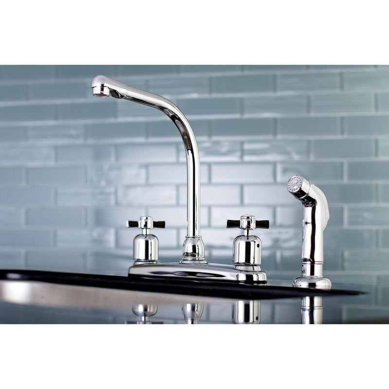 Millennium Two-Handle 4-Hole 8" Centerset Kitchen Faucet with Side Sprayer