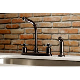 Millennium Two-Handle 4-Hole 8" Centerset Kitchen Faucet with Side Sprayer