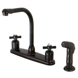 Millennium Two-Handle 4-Hole 8" Centerset Kitchen Faucet with Side Sprayer