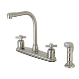 Millennium Two-Handle 4-Hole 8" Centerset Kitchen Faucet with Side Sprayer
