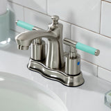 Kaiser Two-Handle 3-Hole Deck Mount 4" Centerset Bathroom Faucet with Plastic Pop-Up
