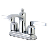 Centurion Two-Handle 3-Hole Deck Mount 4" Centerset Bathroom Faucet with Plastic Pop-Up