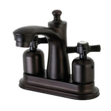 Millennium Two-Handle 3-Hole Deck Mount 4" Centerset Bathroom Faucet with Plastic Pop-Up