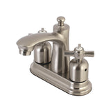 Millennium Two-Handle 3-Hole Deck Mount 4" Centerset Bathroom Faucet with Plastic Pop-Up