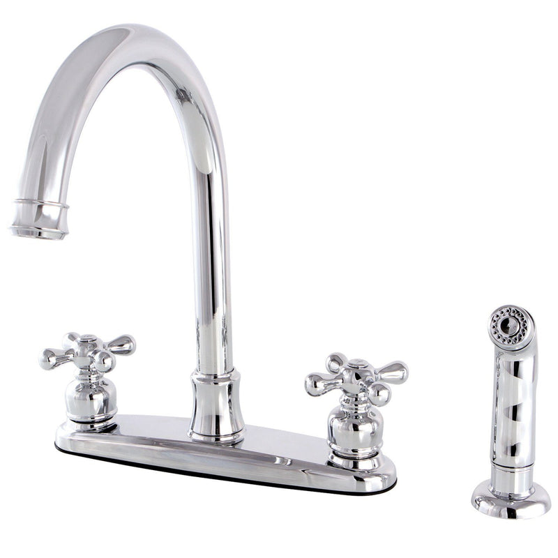 Victorian Two-Handle 4-Hole 8" Centerset Kitchen Faucet with Side Sprayer