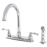 Royale Two-Handle 4-Hole Deck Mount 8" Centerset Kitchen Faucet with Side Sprayer