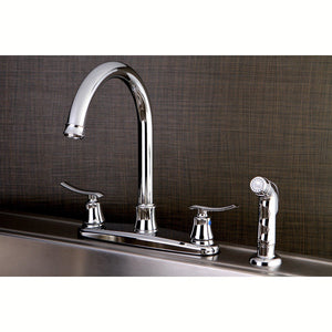 Jamestown Two-Handle 4-Hole Deck Mount 8" Centerset Kitchen Faucet with Side Sprayer