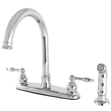Knight Two-Handle 4-Hole Deck Mount 8" Centerset Kitchen Faucet with Side Sprayer