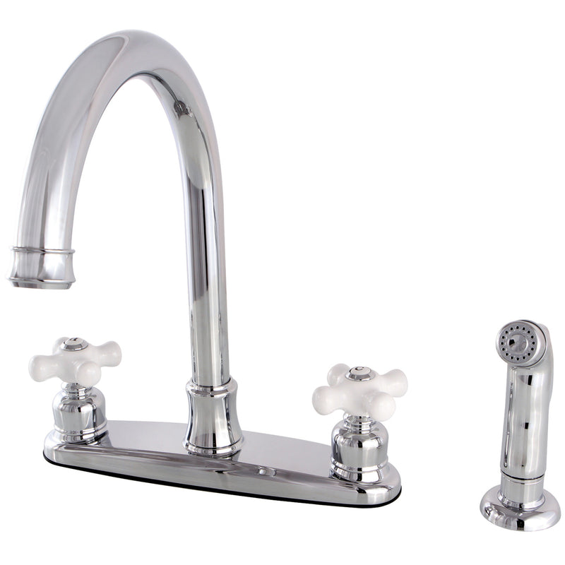 Victorian Two-Handle 4-Hole 8" Centerset Kitchen Faucet with Side Sprayer