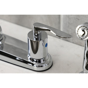 Serena Two-Handle 4-Hole 8" Centerset Kitchen Faucet with Plastic Side Sprayer