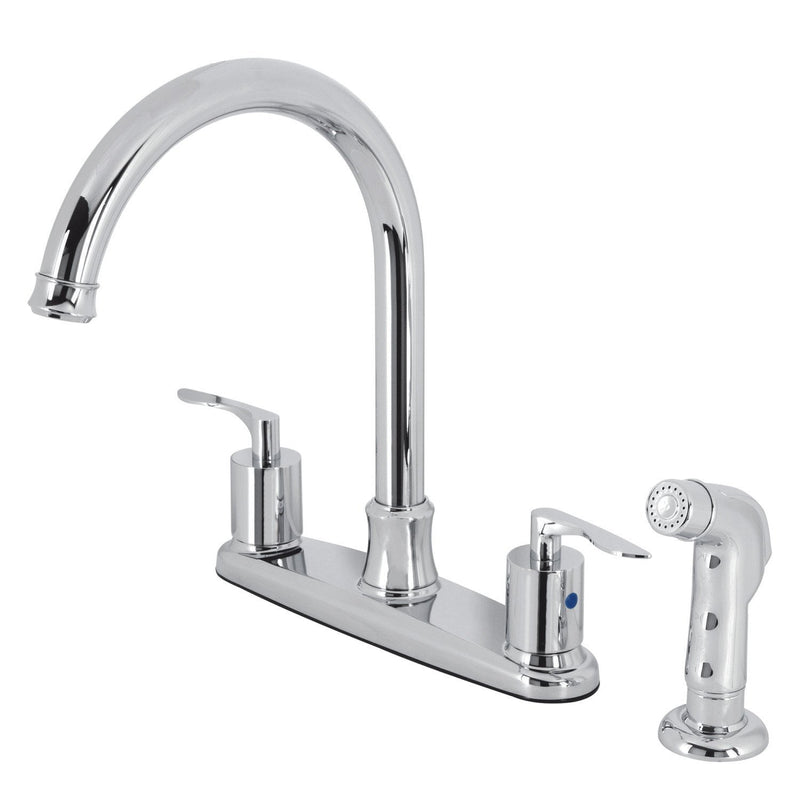 Serena Two-Handle 4-Hole 8" Centerset Kitchen Faucet with Side Sprayer