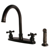 Victorian Two-Handle 4-Hole Deck Mount 8" Centerset Kitchen Faucet with Side Sprayer