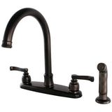 Royale Two-Handle 4-Hole Deck Mount 8" Centerset Kitchen Faucet with Side Sprayer