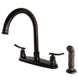 Jamestown Two-Handle 4-Hole Deck Mount 8" Centerset Kitchen Faucet with Side Sprayer