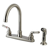 Naples Two-Handle 4-Hole Deck Mount 8" Centerset Kitchen Faucet with Side Sprayer
