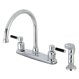 Kaiser Two-Handle 4-Hole Deck Mount 8" Centerset Kitchen Faucet with Side Sprayer