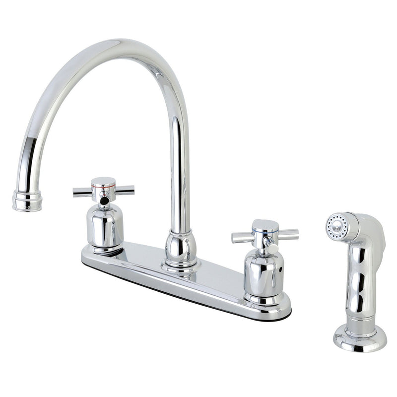 Concord Two-Handle 4-Hole 8" Centerset Kitchen Faucet with Side Sprayer