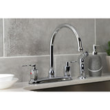 Serena Two-Handle 4-Hole 8" Centerset Kitchen Faucet with Plastic Side Sprayer