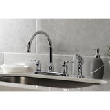 Serena Two-Handle 4-Hole 8" Centerset Kitchen Faucet with Plastic Side Sprayer