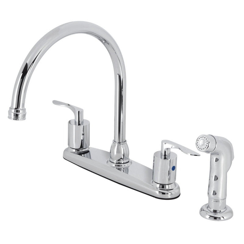Serena Two-Handle 4-Hole 8" Centerset Kitchen Faucet with Side Sprayer