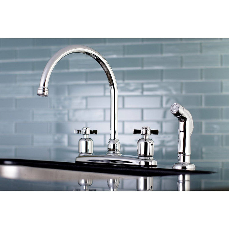 Millennium Two-Handle 4-Hole 8" Centerset Kitchen Faucet with Side Sprayer