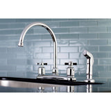 Millennium Two-Handle 4-Hole Deck Mount 8" Centerset Kitchen Faucet with Side Sprayer