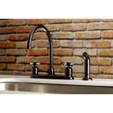Millennium Two-Handle 4-Hole Deck Mount 8" Centerset Kitchen Faucet with Side Sprayer