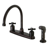 Millennium Two-Handle 4-Hole Deck Mount 8" Centerset Kitchen Faucet with Side Sprayer