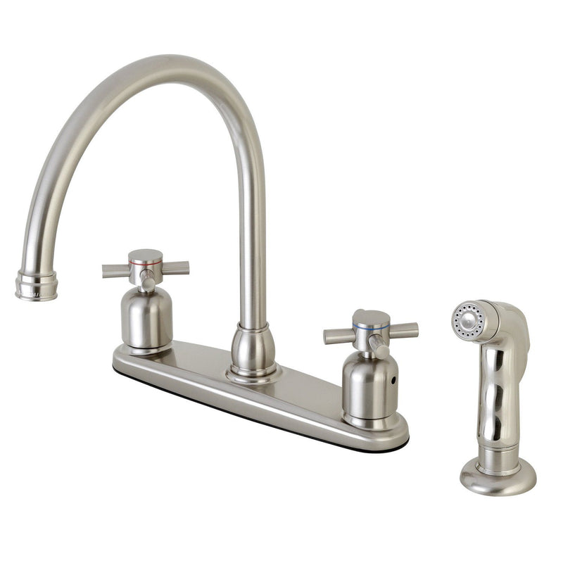 Concord Two-Handle 4-Hole 8" Centerset Kitchen Faucet with Side Sprayer
